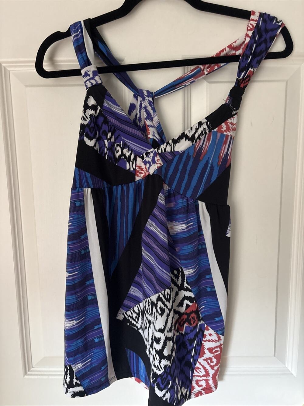 GUESS Multicolor Tank Blouse Top Geometric Print Knit Sleeveless Women Size S